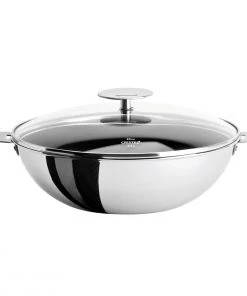 Cristel USA Cristel Casteline Removable Handle - 3 Qt Non-Stick Wok W/Lid