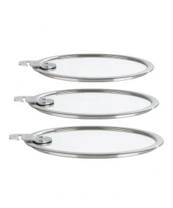 Cristel USA Cookware Lids Cristel Strate Set Of 3 Flat Glass Lids (6.5", 7", 8")