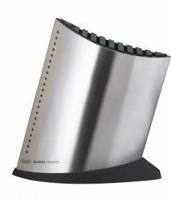 GKB-52 - Global GKB-52 - 10 Slot Ship Shape Knife Block - Stainless Steel Knife Storage