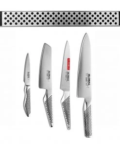 Knife Sets Global G-251138/M30 - 5 Pc Magnetic Knife Bar Set