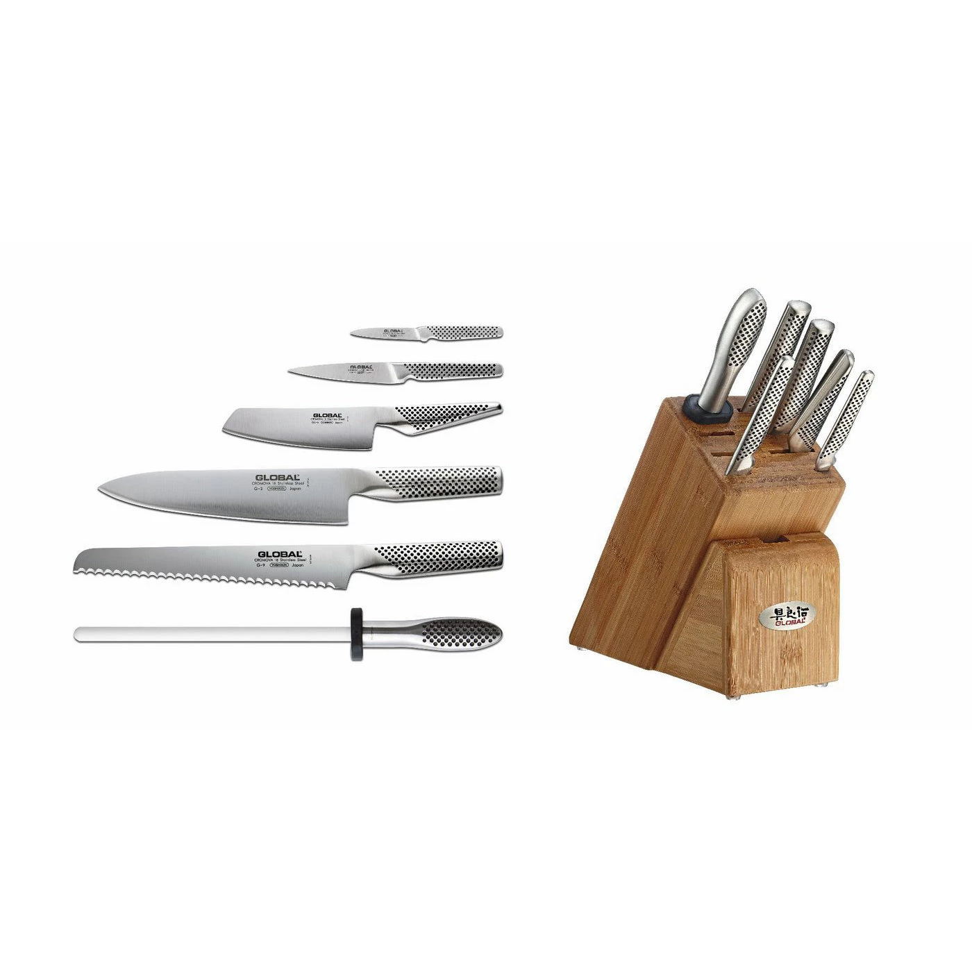 Knife Sets Global G-79587AU - 7-Pc. Takashi Knife Block Set 2 Knife Sets Global G-79587AU - 7-Pc. Takashi Knife Block Set