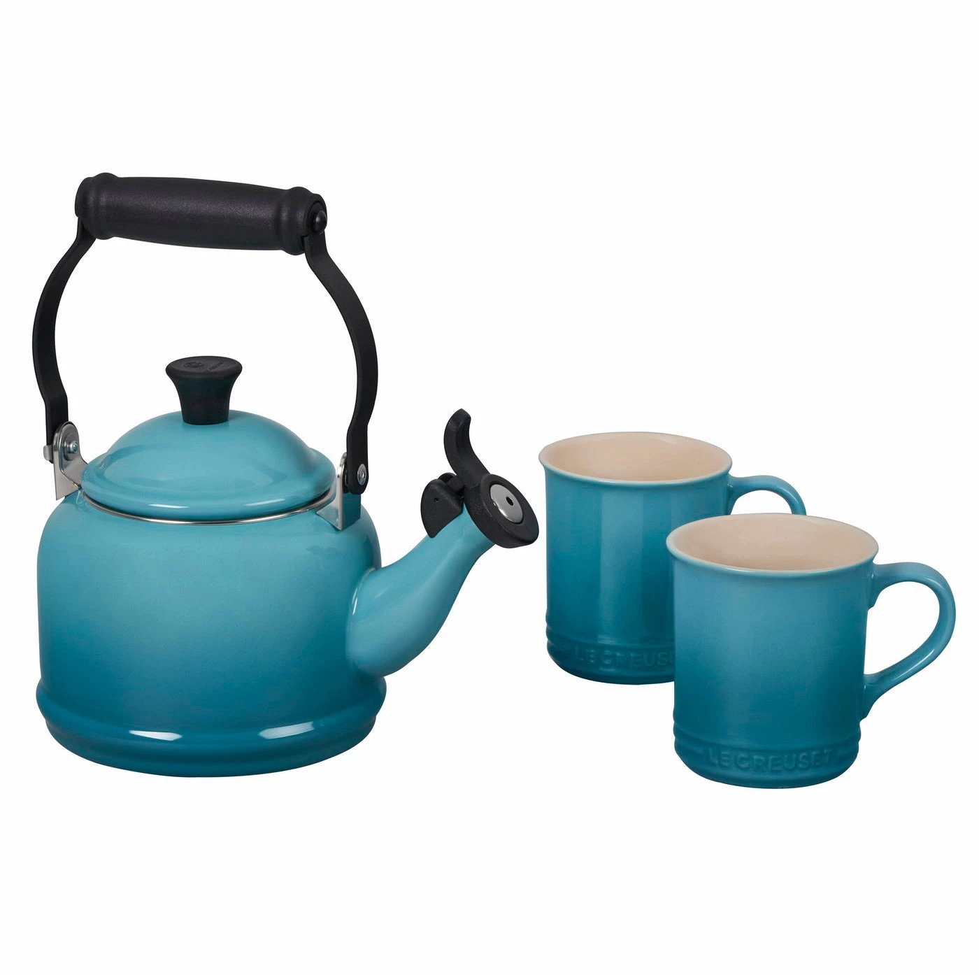 Le Creuset 1.25 Qt. Demi Kettle & (2) 14 Oz. Mug Set - Caribbean Tea Kettles And Accessories 3 Le Creuset 1.25 Qt. Demi Kettle & (2) 14 Oz. Mug Set - Caribbean Tea Kettles And Accessories
