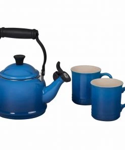 Tea Kettles And Accessories Le Creuset 1.25 Qt. Demi Kettle & (2) 14 Oz. Mug Set - Marseille