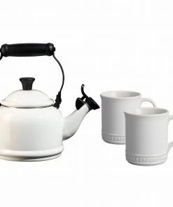 Tea Kettles And Accessories Le Creuset 1.25 Qt. Demi Kettle & (2) 14 Oz. Mug Set - White