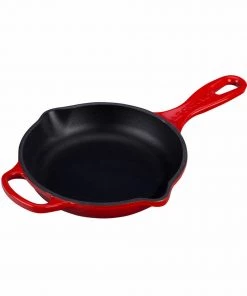 Le Creuset 6 1/3" (1/2 Qt.) Signature Iron Handle Skillet - Cherry Frypans & Skillets