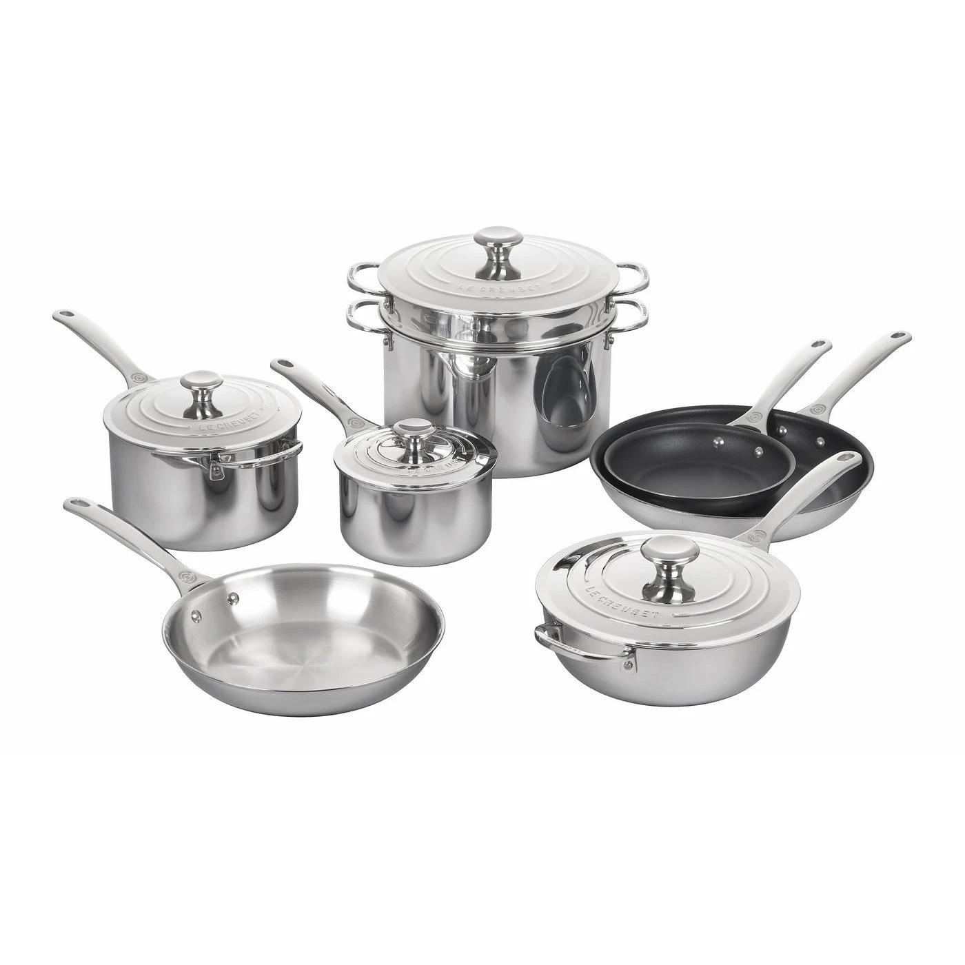Cookware Sets Le Creuset 12 Piece Set - Stainless Steel 3 Cookware Sets Le Creuset 12 Piece Set - Stainless Steel