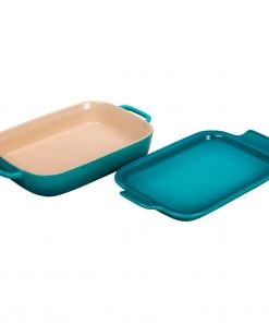 Le Creuset 14 3/4" X 9" X 2 1/2" Rectangular Dish W/Platter Lid - Caribbean