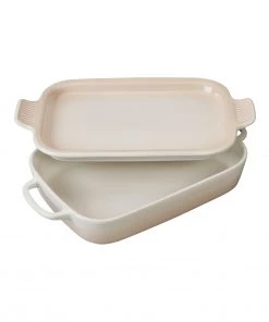 Serveware Le Creuset 14 3/4" X 9" X 2 1/2" Rectangular Dish With Platter Lid - Meringue