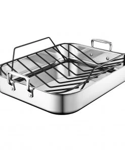 Le Creuset 16 1/4" X 13 1/4" Large Roasting Pan W/Nonstick Rack - Stainless Steel Roasters