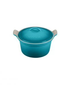 Le Creuset 18 Oz. (6 1/4") Heritage Covered Cocotte - Caribbean Dutch Ovens & Brasiers