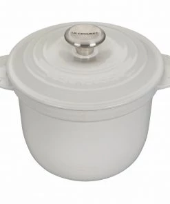 Le Creuset 2 1/4 Qt. Rice Pot W/Stainless Steel Knob & Stoneware Insert - White