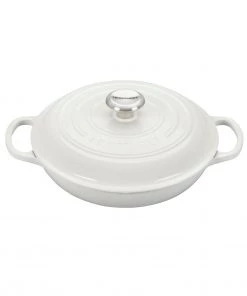 Le Creuset 2.25 Qt. Signature Braiser W/Stainless Steel Knob - White