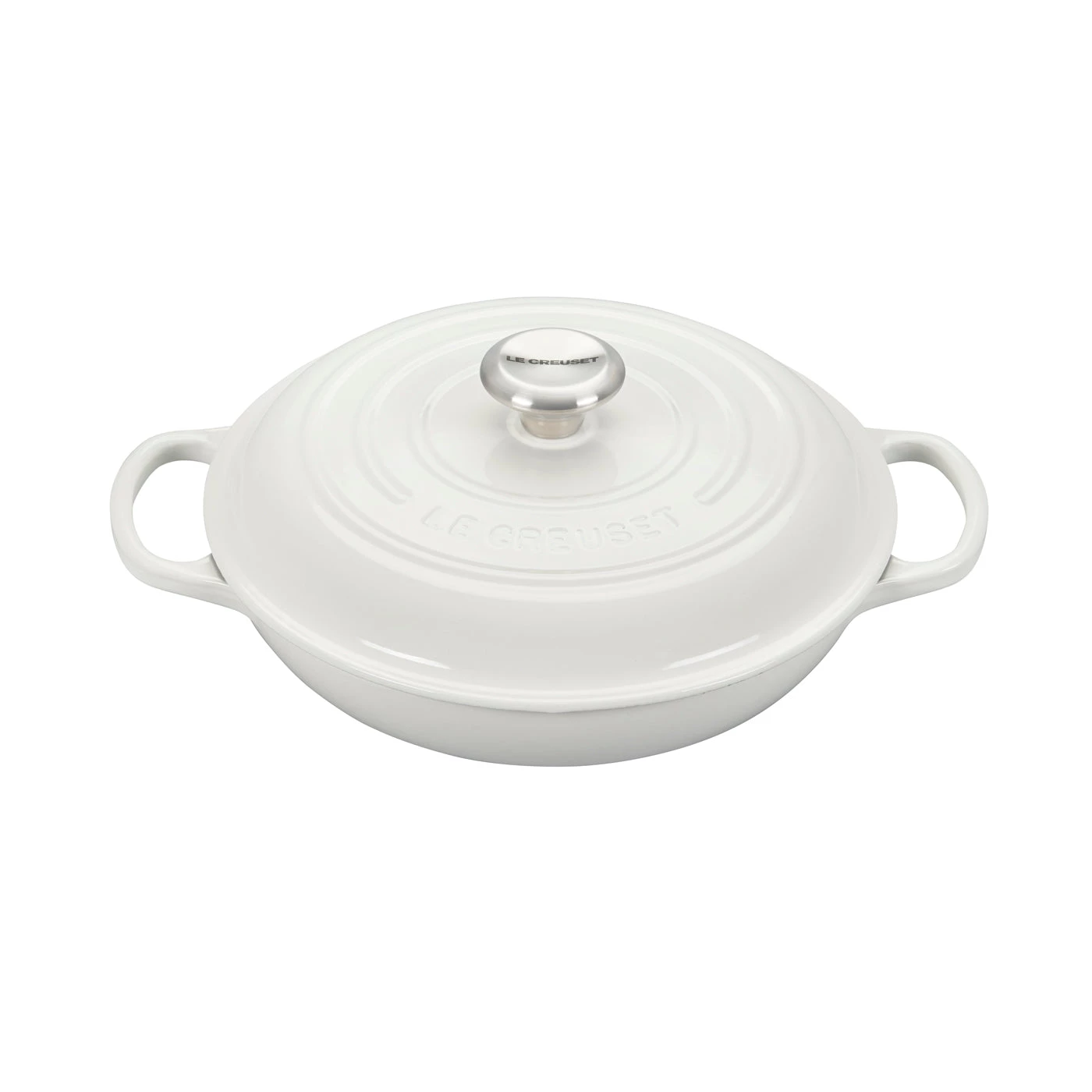 Le Creuset 2.25 Qt. Signature Braiser W/Stainless Steel Knob - White 3 Le Creuset 2.25 Qt. Signature Braiser W/Stainless Steel Knob - White