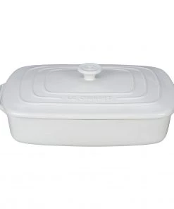 Le Creuset 3 1/2 Qt. (12 1/2" X 8 1/2") Covered Rectangular Casserole - White Bakers & Casseroles