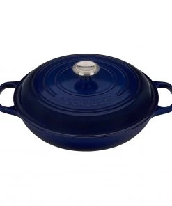 Le Creuset 3 1/2 Qt. Signature Braiser W/Stainless Steel Knob - Indigo Dutch Ovens & Brasiers