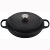 Le Creuset 3.5 Qt. Signature Braiser W/Stainless Steel Knob - Licorice Dutch Ovens & Brasiers