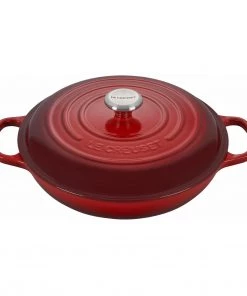 Le Creuset 3 3/4 Qt. Signature Braiser W/Stainless Steel Knob - Cherry Dutch Ovens & Brasiers
