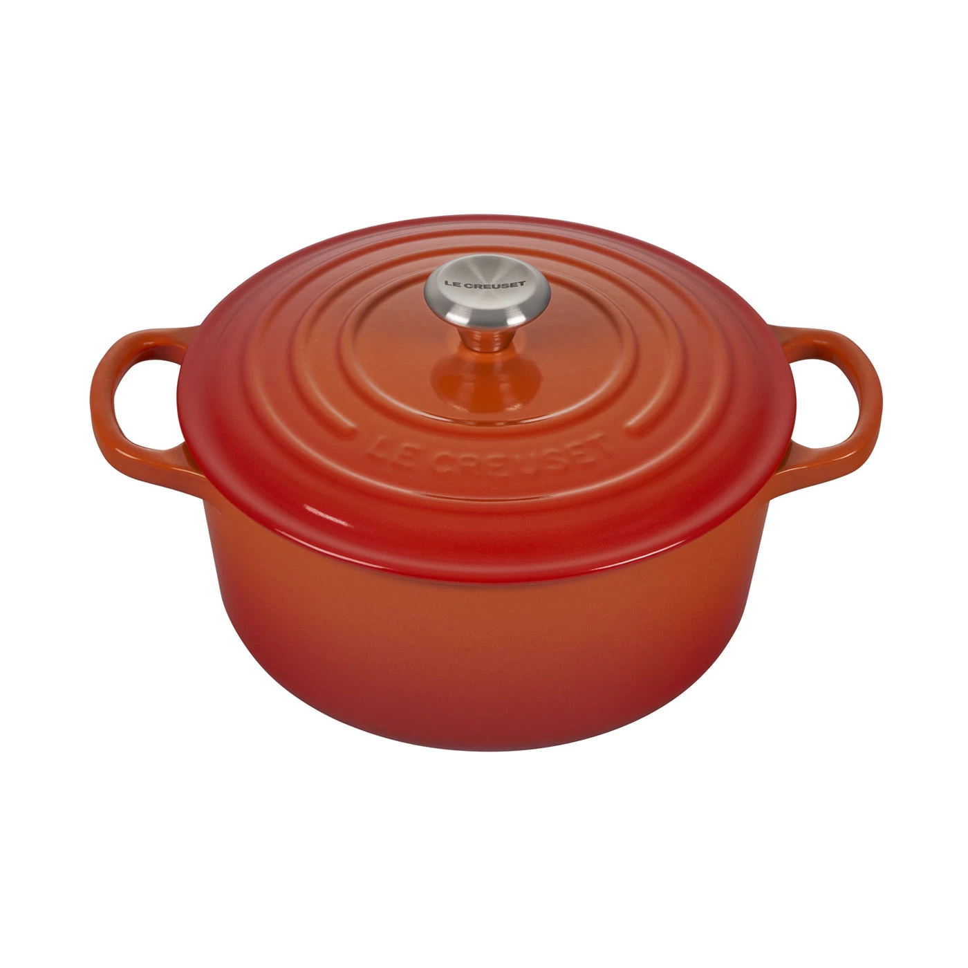 Le Creuset 3 1/2 Qt. Signature Round French Oven W/Stainless Steel Knob - Flame Dutch Ovens & Brasiers 3 Le Creuset 3 1/2 Qt. Signature Round French Oven W/Stainless Steel Knob - Flame Dutch Ovens & Brasiers