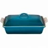 Le Creuset 4 Qt. (12" X 9") Heritage Covered Rectangular Casserole - Deep Teal Bakers & Casseroles