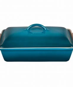 Le Creuset 4 Qt. (12" X 9") Heritage Covered Rectangular Casserole - Deep Teal Bakers & Casseroles