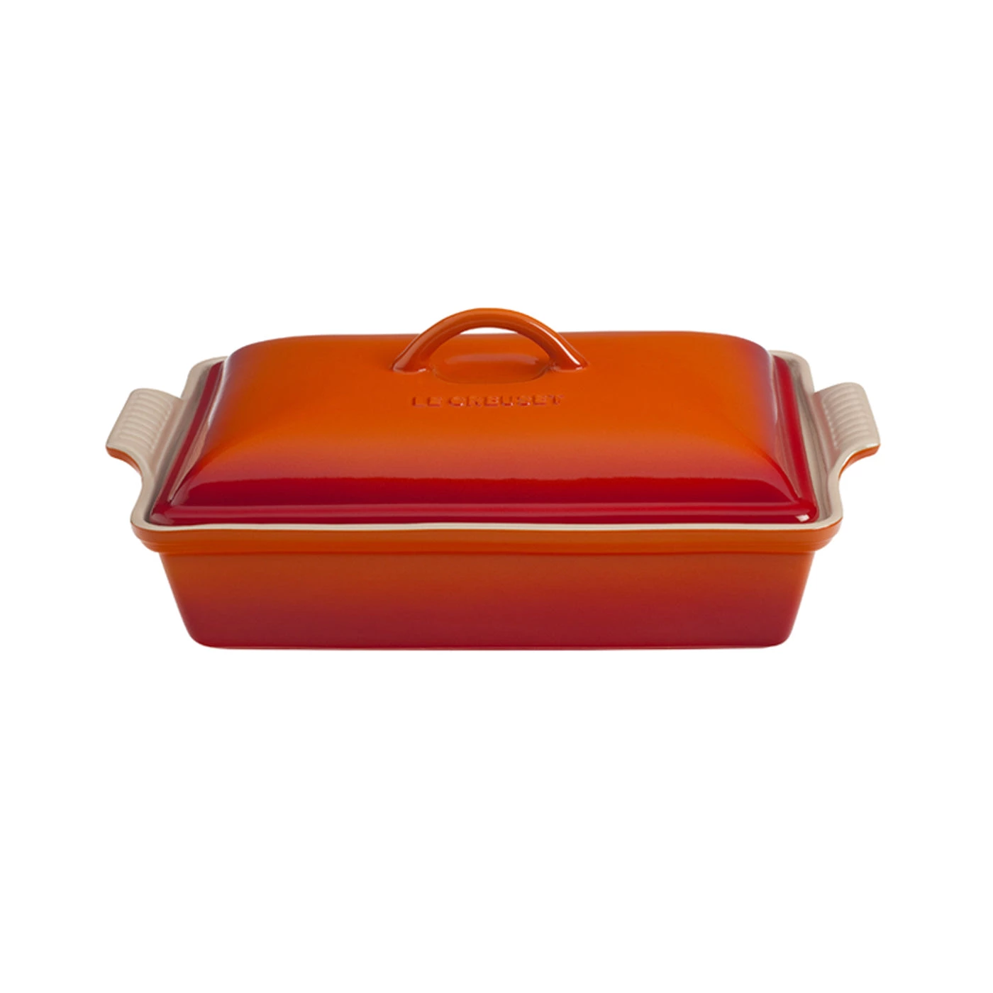 Le Creuset 4 Qt. (12" X 9") Heritage Covered Rectangular Casserole - Flame 3 Le Creuset 4 Qt. (12" X 9") Heritage Covered Rectangular Casserole - Flame