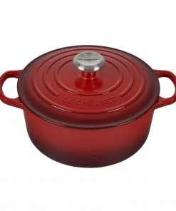 Le Creuset 4 1/2 Qt. Signature Round French Oven W/Stainless Steel Knob - Cherry Dutch Ovens & Brasiers
