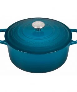 Le Creuset 5 1/2 Qt. Signature Round Dutch Oven W/Stainless Steel Knob - Deep Teal