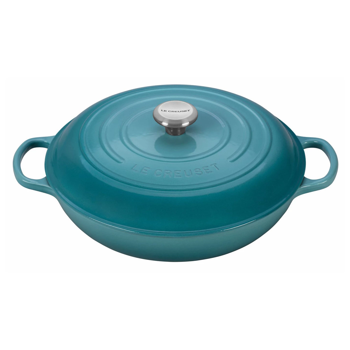 Dutch Ovens & Brasiers Le Creuset 5 Qt. Signature Braiser W/Stainless Steel Knob - Caribbean 3 Dutch Ovens & Brasiers Le Creuset 5 Qt. Signature Braiser W/Stainless Steel Knob - Caribbean