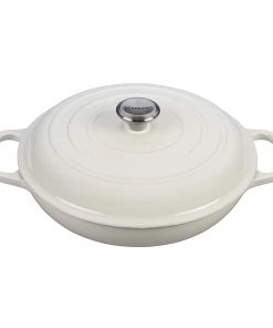 Le Creuset 5 Qt. Signature Braiser W/Stainless Steel Knob - White