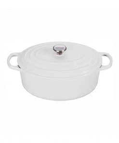 Dutch Ovens & Brasiers Le Creuset 5 Qt. Signature Oval Dutch Oven W/Stainless Steel Knob - White