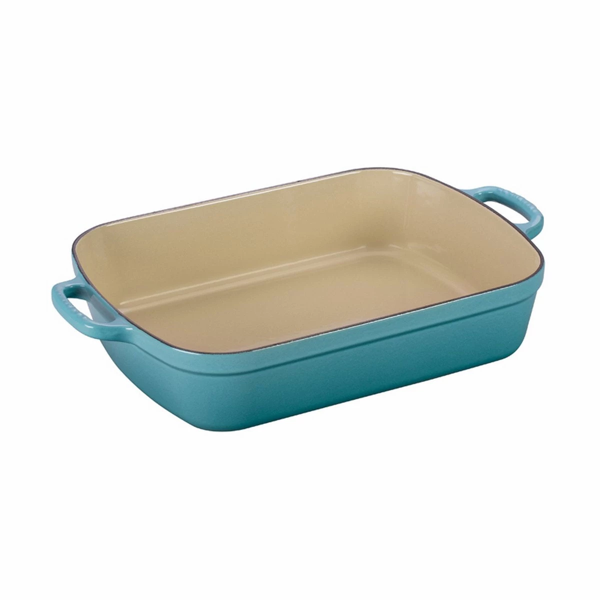 Le Creuset 5 1/4 Qt. (10" X 15 3/4") Signature Rectangular Roaster- Caribbean 3 Le Creuset 5 1/4 Qt. (10" X 15 3/4") Signature Rectangular Roaster- Caribbean