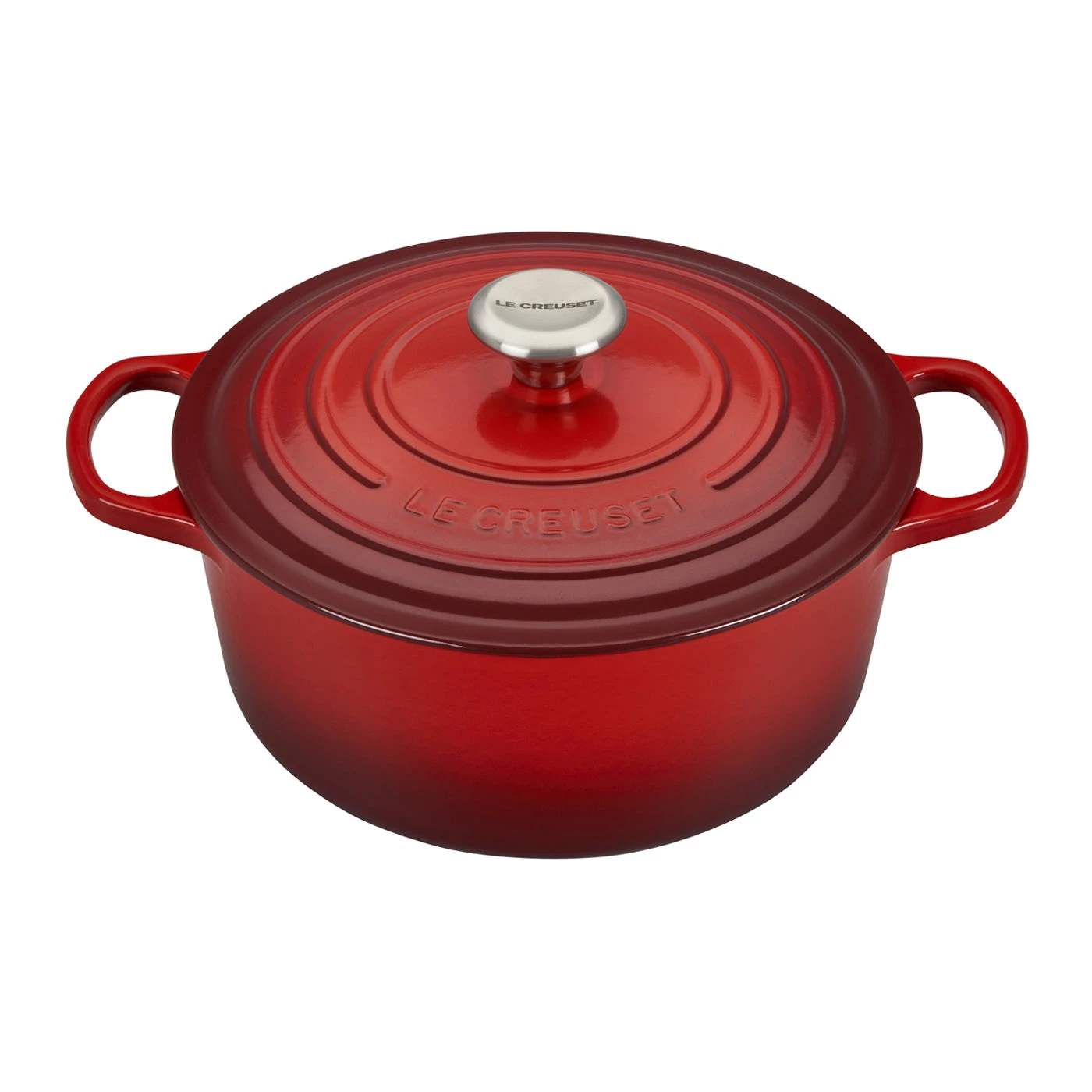 Dutch Ovens & Brasiers Le Creuset 5 1/2 Qt. Signature Round French Oven W/Stainless Steel Knob - Cherry 3 Dutch Ovens & Brasiers Le Creuset 5 1/2 Qt. Signature Round French Oven W/Stainless Steel Knob - Cherry