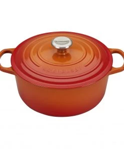 Le Creuset 5 1/2 Qt. Signature Round French Oven W/Stainless Steel Knob - Flame Dutch Ovens & Brasiers