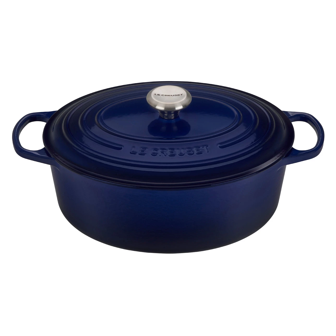 Dutch Ovens & Brasiers Le Creuset 6 3/4 Qt. Signature Oval Dutch Oven W/Stainless Steel Knob - Indigo 3 Dutch Ovens & Brasiers Le Creuset 6 3/4 Qt. Signature Oval Dutch Oven W/Stainless Steel Knob - Indigo