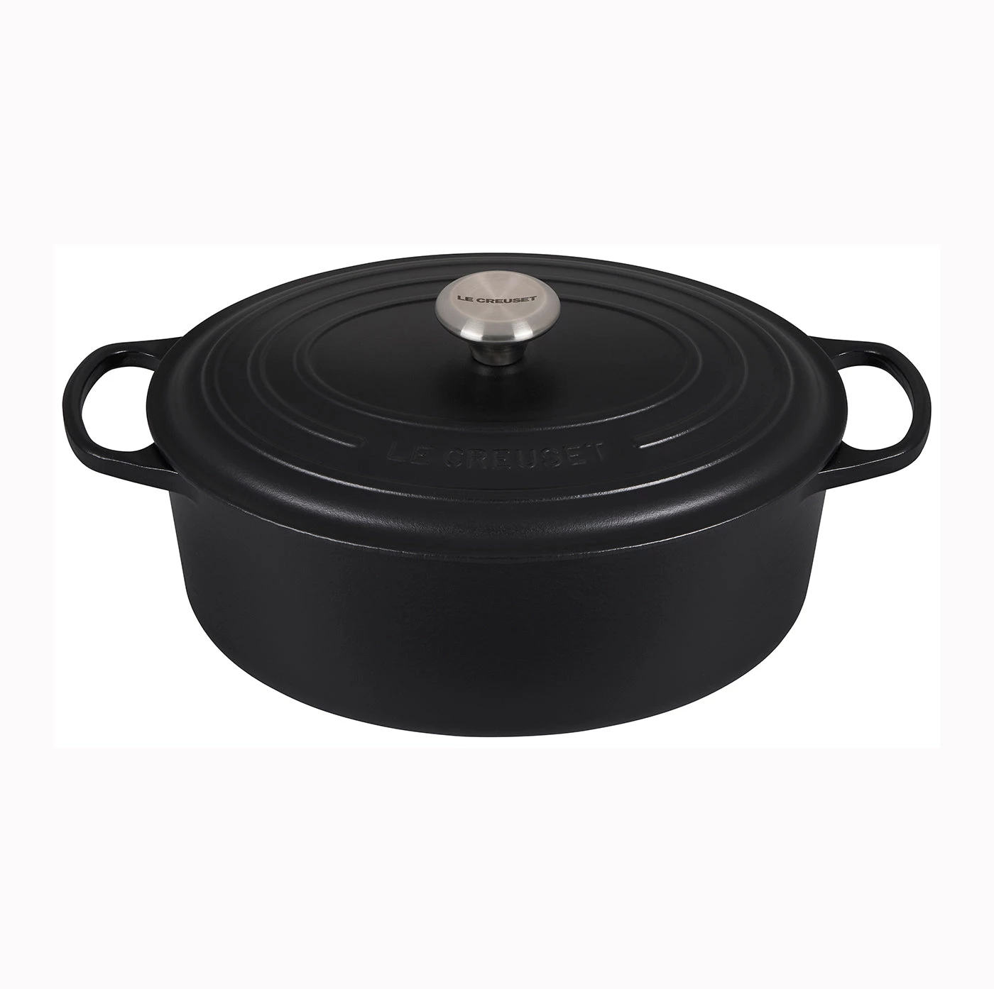 Le Creuset 6 3/4 Qt. Signature Oval Dutch Oven W/Stainless Steel Knob - Licorice 3 Le Creuset 6 3/4 Qt. Signature Oval Dutch Oven W/Stainless Steel Knob - Licorice