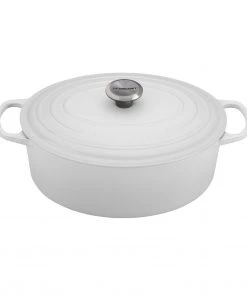 Dutch Ovens & Brasiers Le Creuset 6 3/4 Qt. Signature Oval French Oven W/Stainless Steel Knob - White