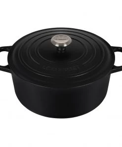 Le Creuset 7 1/4 Qt. Signature Round Dutch Oven W/Stainless Steel Knob - Licorice Dutch Ovens & Brasiers