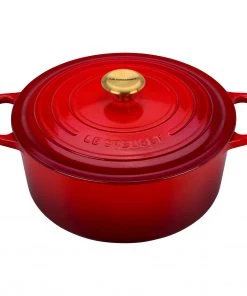 Le Creuset 7 1/4 Qt. Signature Round Dutch Oven W/Gold Knob - Cerise Dutch Ovens & Brasiers