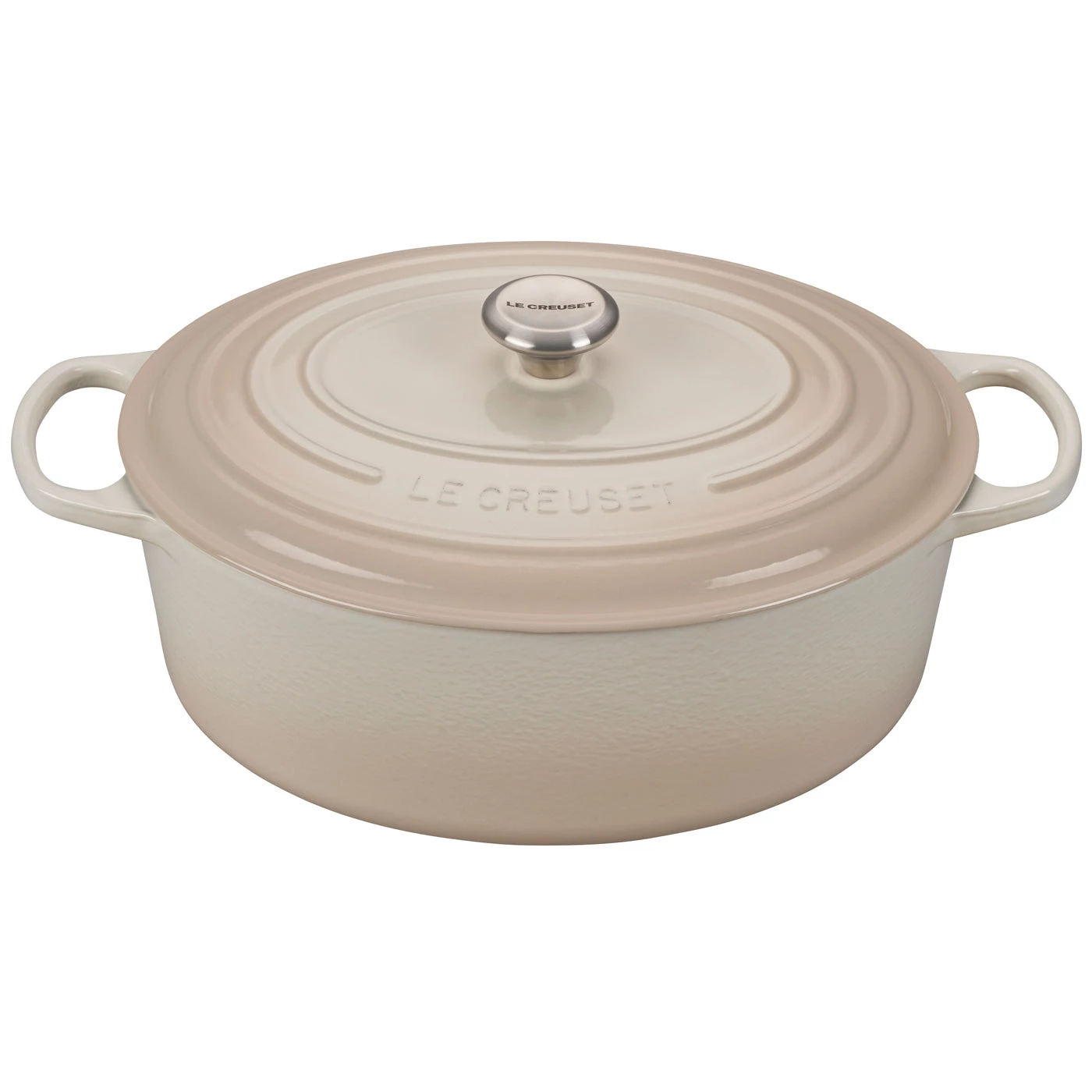Dutch Ovens & Brasiers Le Creuset 9 1/2 Qt. Signature Oval Dutch Oven W/Stainless Steel Knob - Meringue 3 Dutch Ovens & Brasiers Le Creuset 9 1/2 Qt. Signature Oval Dutch Oven W/Stainless Steel Knob - Meringue