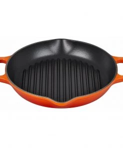 Le Creuset 9.75" Signature Deep Round Grill Pan - Flame Grill Pans & Griddles
