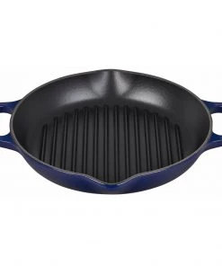 Le Creuset 9.75" Signature Deep Round Grill Pan - Indigo Grill Pans & Griddles