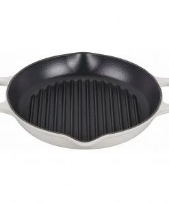 Le Creuset 9.75" Signature Deep Round Grill Pan - White Grill Pans & Griddles