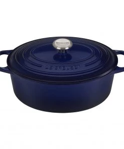 Le Creuset 9.5 Qt. Signature Oval Dutch Oven W/Stainless Steel Knob - Indigo Dutch Ovens & Brasiers