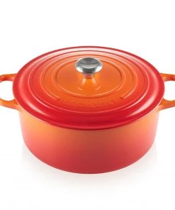Le Creuset 9 Qt. Signature Round French Oven W/Stainless Steel Knob - Flame Dutch Ovens & Brasiers
