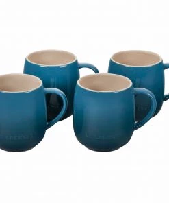 Le Creuset Set Of 4 - 13 Oz. Heritage Mugs - Deep Teal Coffee Mugs & Teacups