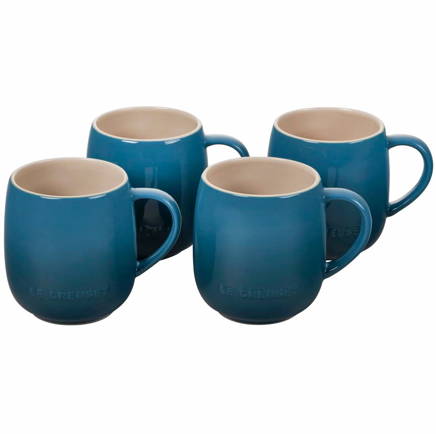 Le Creuset Set Of 4 - 13 Oz. Heritage Mugs - Deep Teal Coffee Mugs & Teacups 3 Le Creuset Set Of 4 - 13 Oz. Heritage Mugs - Deep Teal Coffee Mugs & Teacups