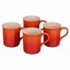 Le Creuset Set Of 4 - 14 Oz. Mugs - Flame Coffee Mugs & Teacups