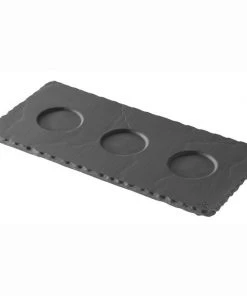 Revol Basalt Rectangular Tray With 3 Indents - 9.75" X 4.75" X 0.25" - Slate