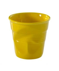 Glasses Revol Froisses - 6 1/4 Oz. Cappuccino Crumpled Tumbler - Seychelles Yellow