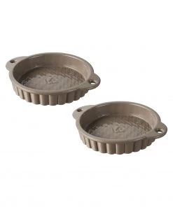 Revol Les Naturels Set Of 2 Tartlet Pans - 5 Oz. - Sesame Grey Pie Dishes & Tart Pans